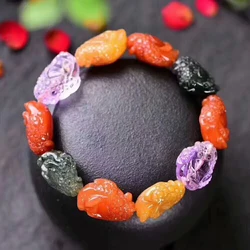 Color Natural Crystal Bracelets Gold Toad Goldfish Lotus Hand String Lucky for Women Men Crystal Jewelry Wholesale JoursNeige