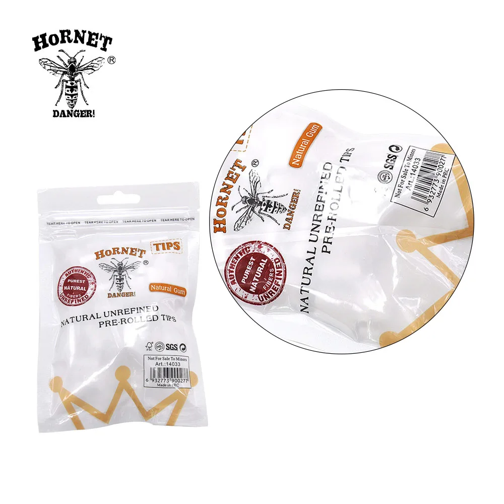 HORNET DANGER 120 x HORNET 6MM/7MM Slim Pre Rolled Natural Unrefined Filter Rolling Tips 6MM Slim Rolling Filter