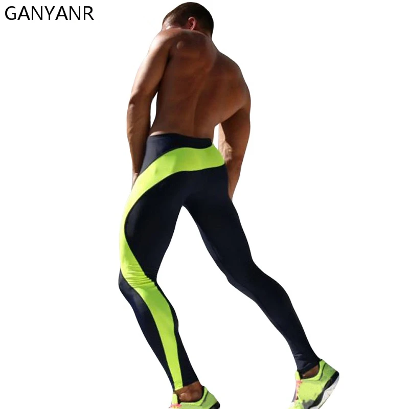 GANYANR Brand Running Tights Men Compression Fitness Crossfit Training Gym Legging Sports Jogging Long Yoga Athletic Pants