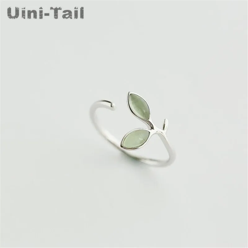 Uini-Tail new hot 925 Tibetan silver art small fresh buds cat's eye opening ring fashion tide flow high quality jewelry  JZ155