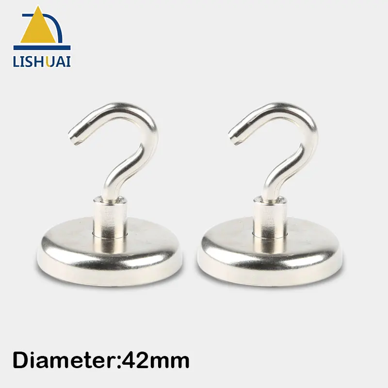 LISHUAI 2pcs/Lot D42 Strong Circular Magnetic Hook/Heavy Duty Neodymium Magnet Hanger for Home&Car Rare Earth Super Power Holder