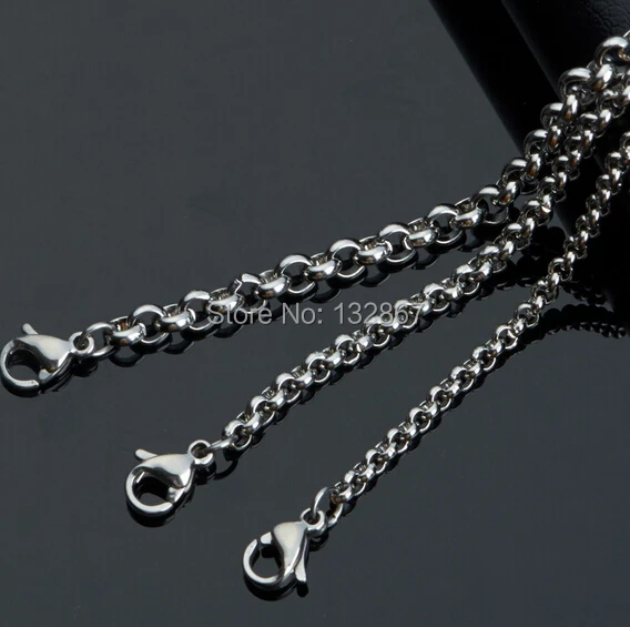 in bulk Lot 10x 4 mm Fashion Round Rolo Chain Necklace Stainless steel Good Quality Jewelry 18-32''