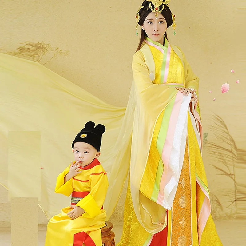 Wang Zi Cheng Long Tang Empress Prince Mum and Son Parent Child Costume Sets Trditional Hanfu Stage Performance Costume Hanfu