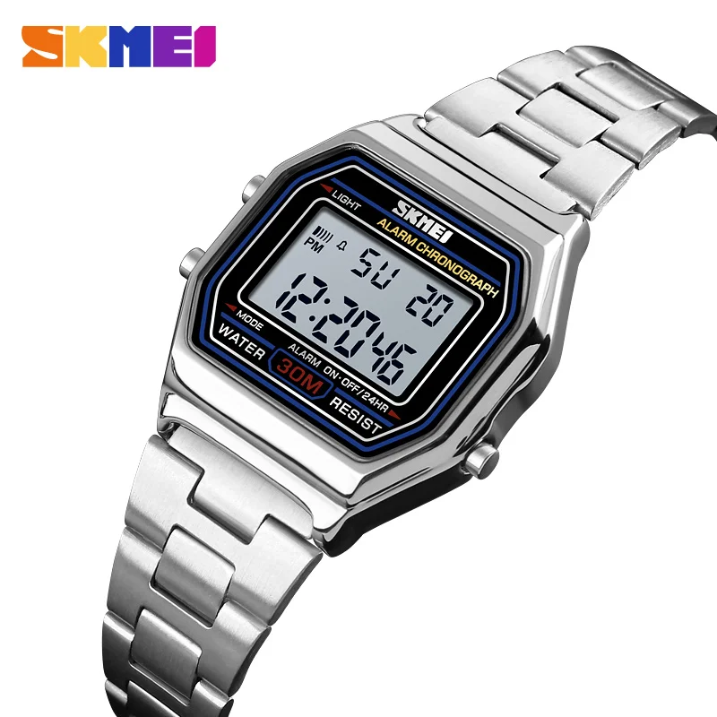 Skmei relógio digital feminino de luxo, relógio fashion casual com pulseira fina, relógio digital esportivo para mulheres 1415 à prova d'água