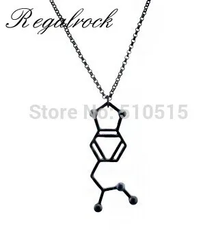 Black MDA Molecule Necklace MDMA 4-methylenedioxymethamphetamine Serotonin Pendant Fashion Hot Charm Gift