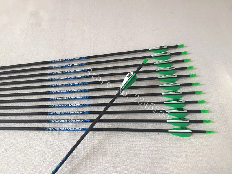 

12pcs 30inch Carbon arrow pure carbon arrow shaft spine500 ID4.2mm pin arrow nock Stainless steel field for Recurve bow