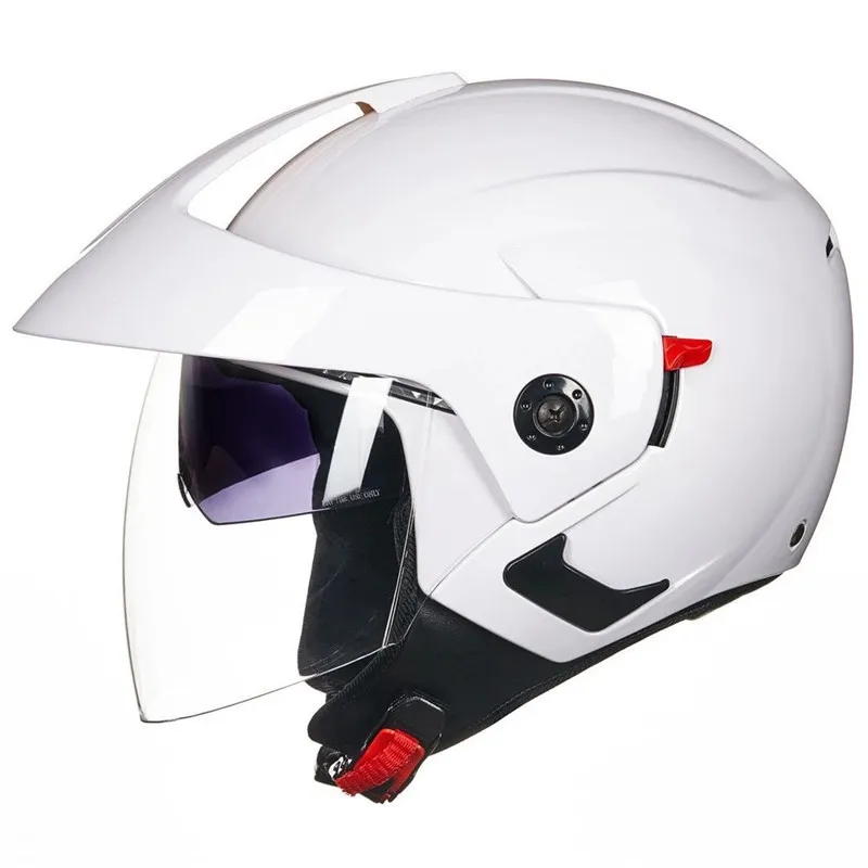 Men Motorcycle Half  Dual Lens Scooter Moto Helmet Casco Vespa Village Riding Capacete De Moto Motocross Helmets White L 59 60cm