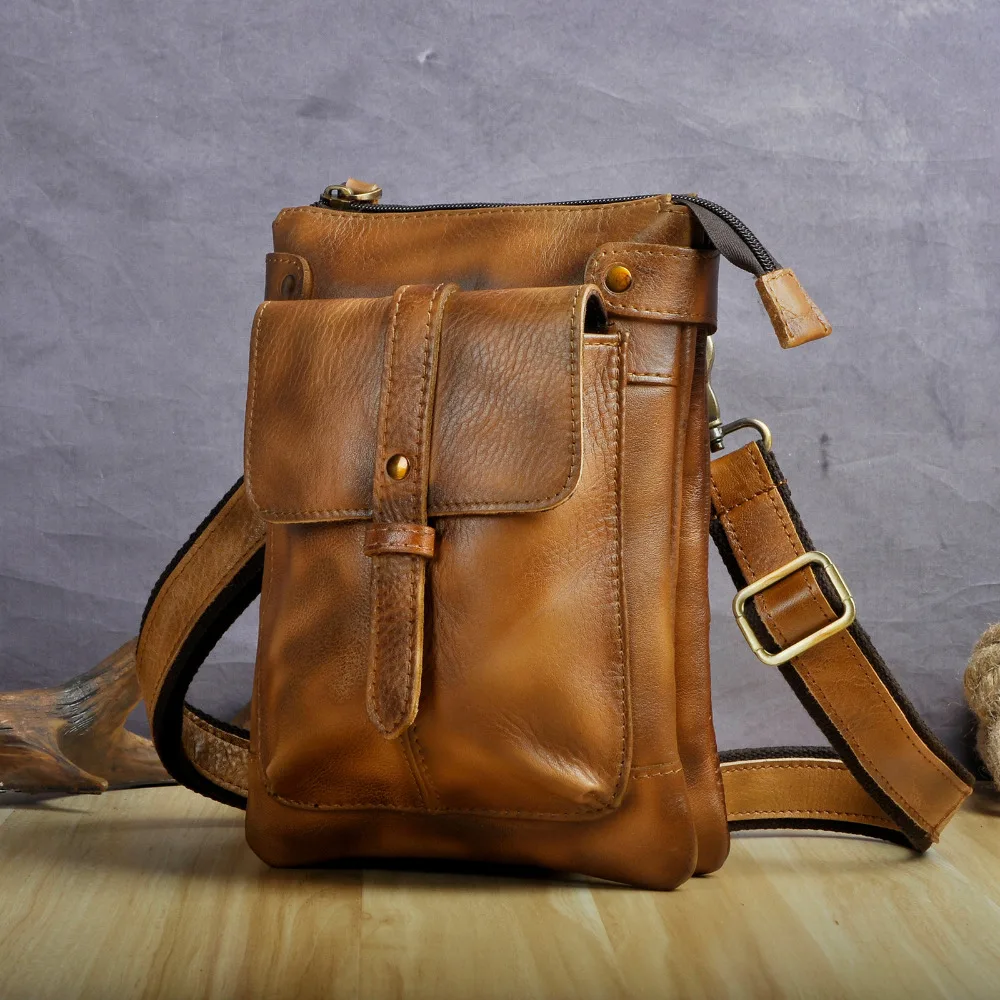 Fashion Quality Leather Multifunction Casual Waist Pack Cross-body Bag Satchel Messenger Bag Hip Pouch Waist Belt Pack 8711lb