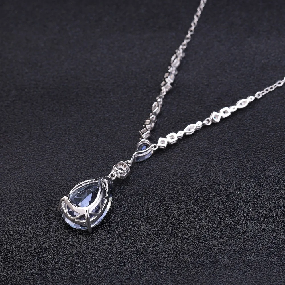 Gem's Ballet 925 Sterling Zilveren Sieraden 10.68C Natuurlijke Ioliet Blue Mystic Quartz Hanger Water Drop Ketting Voor Vrouwen Bruiloft