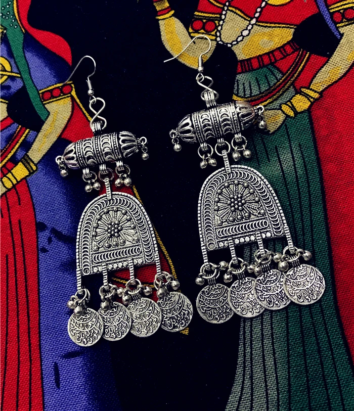 Miao Silver Dongfeng exotic folk style earrings earrings tribal silver jewelry India Thailand Nepal