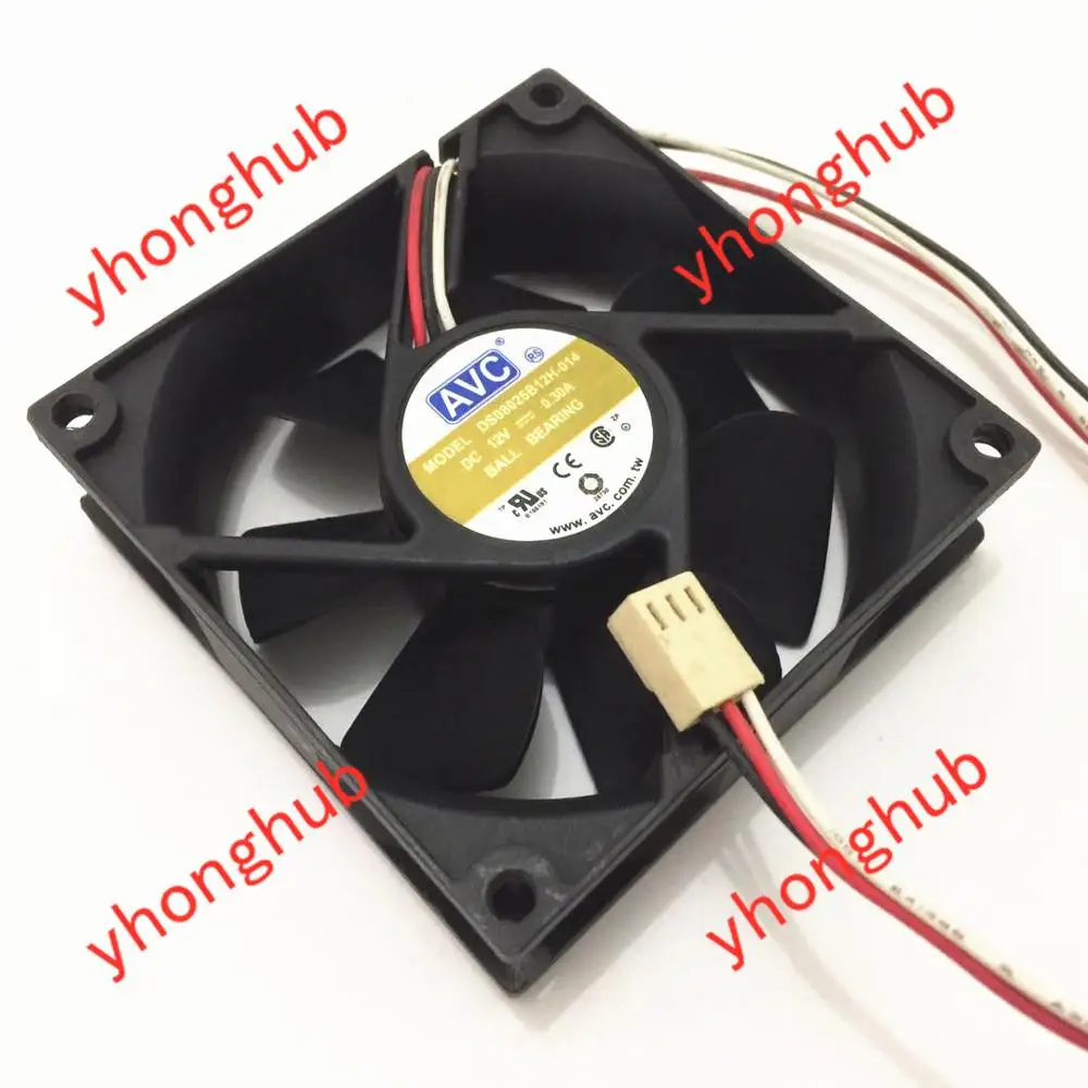 AVC DS08025B12H-014 DC 12V 0.30A 80x80x25mm Server Cooling Fan