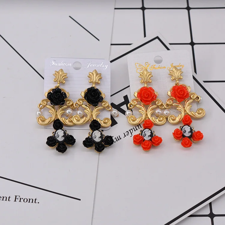 Fashion flower pearl long jewelry earrings for woman Pendientes mujer серьги женские boucle d’oreille femmes