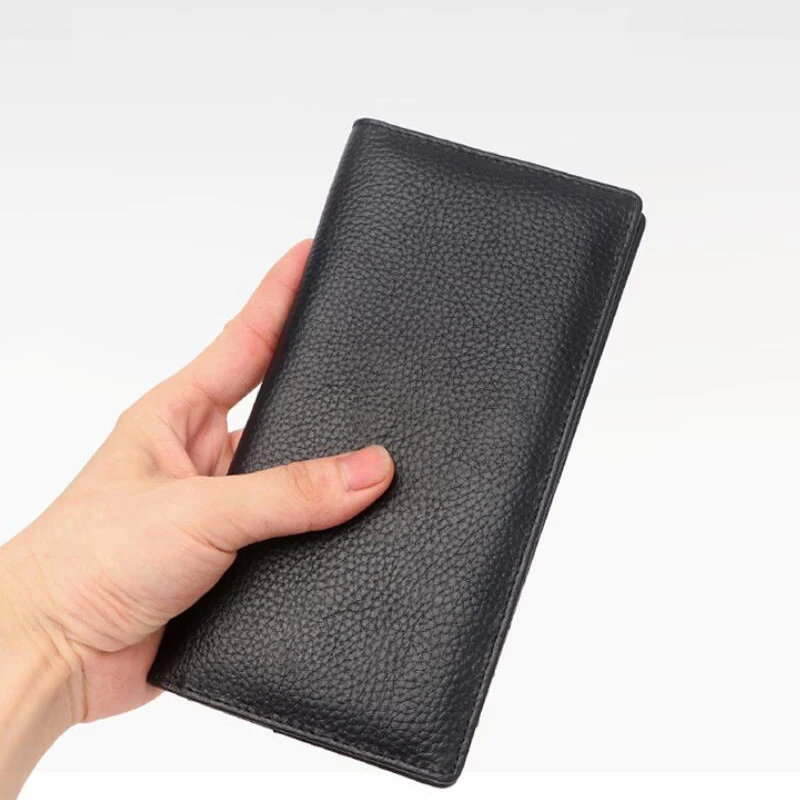 Hot Sale Men\'s Wallets Genuine Leather Men Purse Long Wallet Real Cowhide Mens Money Bag Cell Phone Wallet Man Card Holder