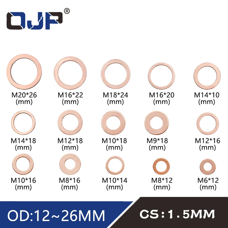 10Pcs DIN7603 M6 M8 M9 M10 M12 M14 M16 M18 M20 T3 O Ring Gasket Sealing Ring Copper Washer Boat Crush Washer Flat Seal Fitting.-