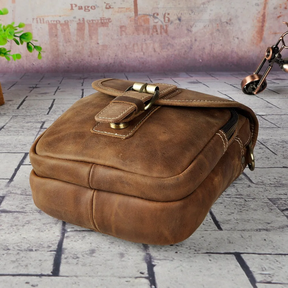 Quality Leather Men Design Casual Multifunction Small Messenger Crossbody Bag Fashion Waist Belt Bag Phone Pouch Male 1168d