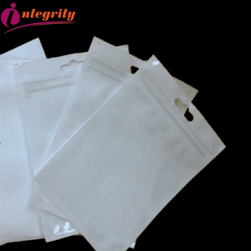 INTEGRITY 500pcs 22*30cm Clear+white Self Seal Zipper Plastic Retail Packaging Storage Bags Zip Lock plastic Bags with Hang Hole