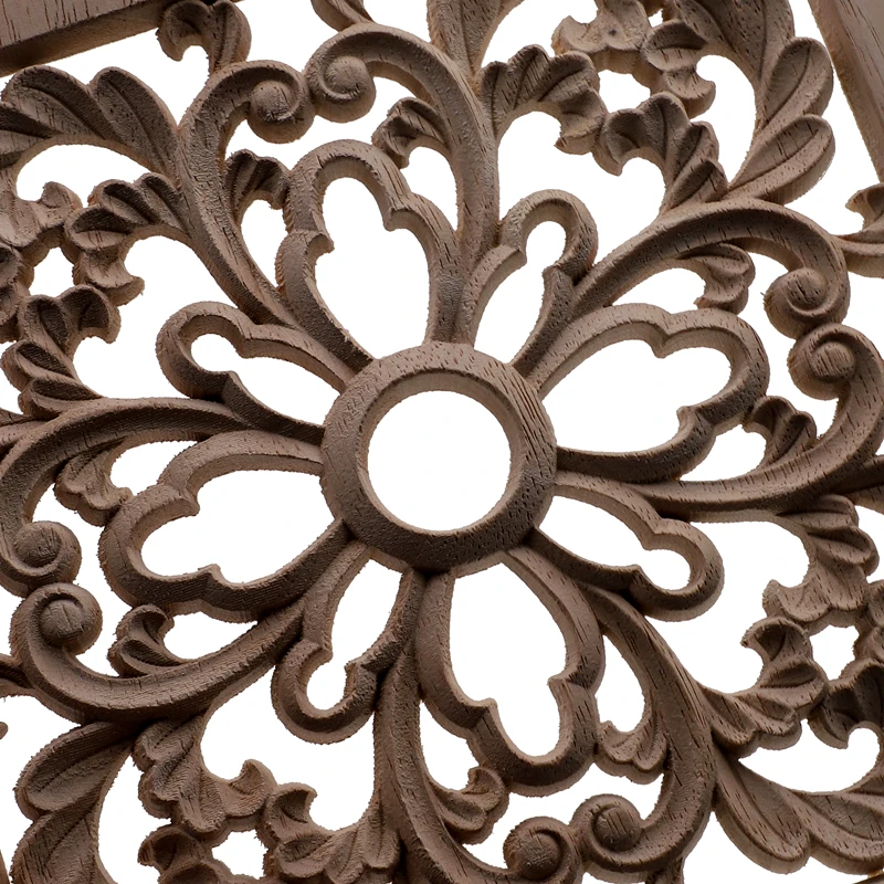 RUNBAZEF Vintage Wood Carved Decal Corner Onlay Applique Frame Furniture Wall Unpainted  Home Cabinet Door Decor Crafts Square
