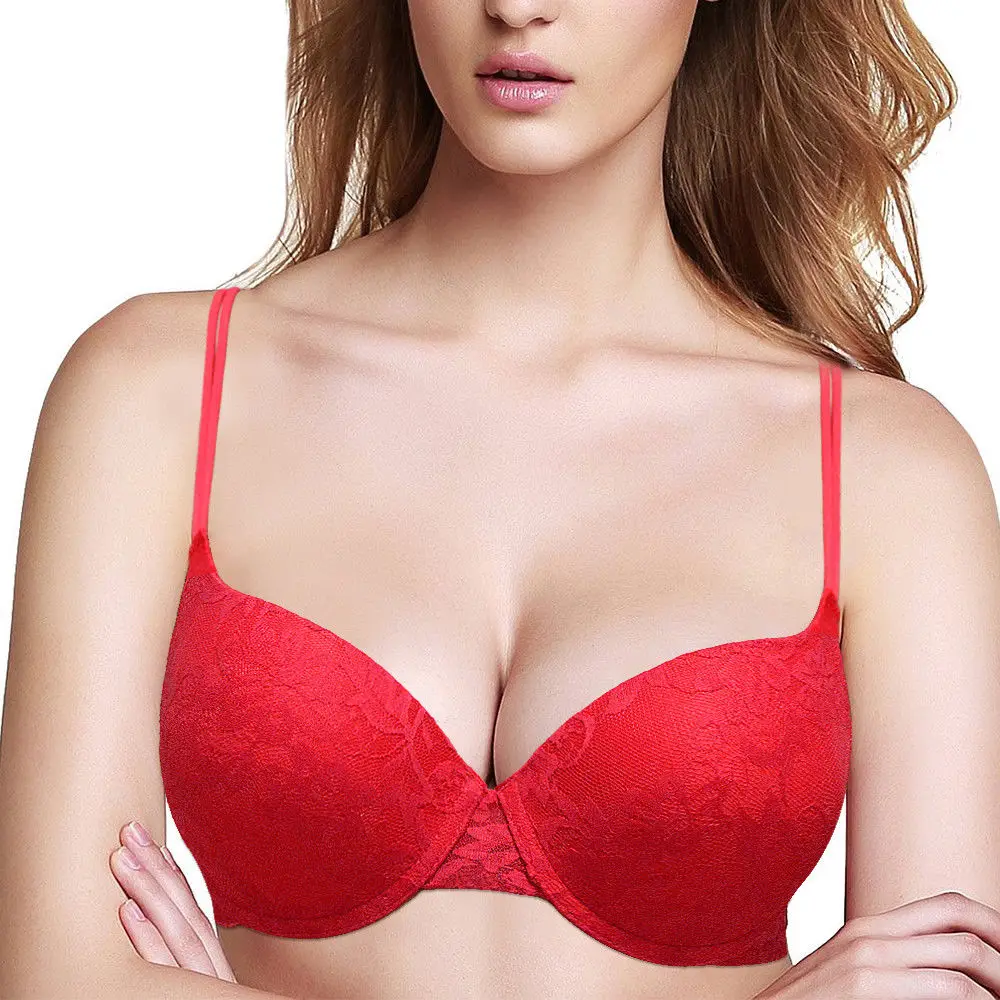 

New Sexy Push Up Red Bras for women Plus Size A B C D E Cup Brassiere Plunge Lingerie Bras For Women Underwire Underwear BH