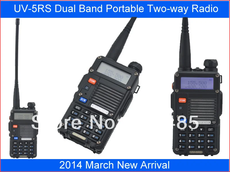 Baofeng UV-5RS 136-174MHz & UHF400-520MHz Dual Band 5W/1W 128CH FM 65-108MHz with Free Earphone Portable Two-way Radio