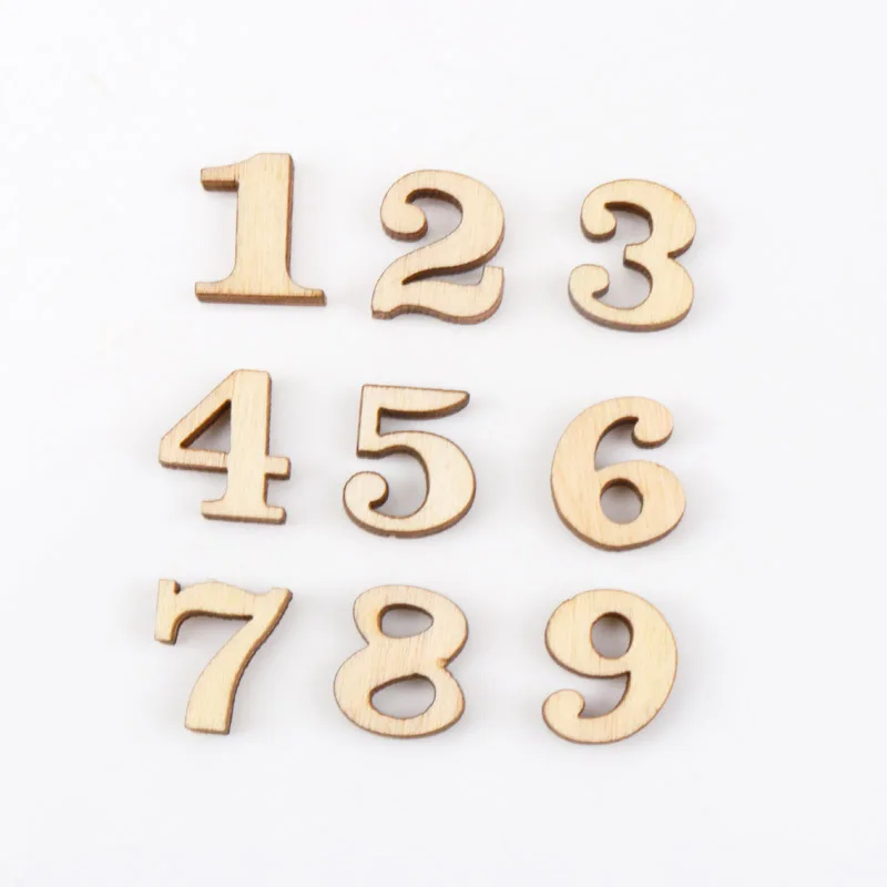 Смешанные деревянные поделки 0-9, Скрапбукинг для ручной работы, шитье, домашнее украшение, деревянные номера 11x15 мм, 50 шт.
