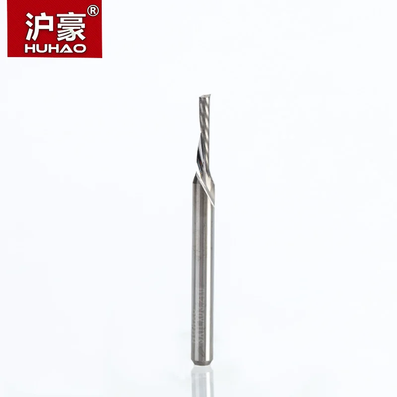 HUHAO 1pc Shank 3.175mm Left Spiral Milling Cutter One Flute Router Bit CNC End Mill Carbide Milling Cutter Tool Accessories