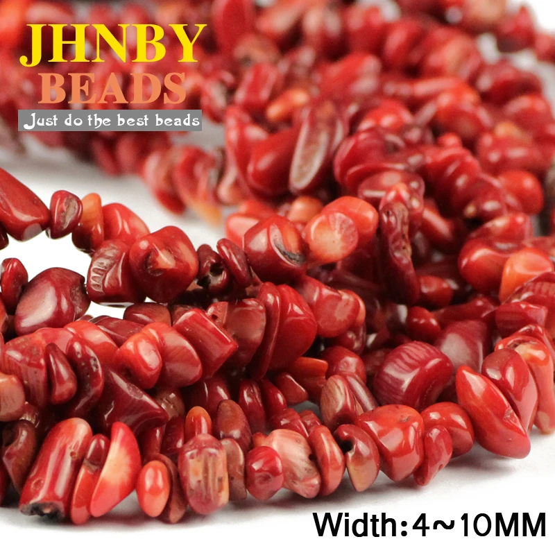 JHNBY Red coral Irregular Gravel beads Natural coral 86cm strand Freeform Chips stone Jewelry bracelet making DIY Accessories