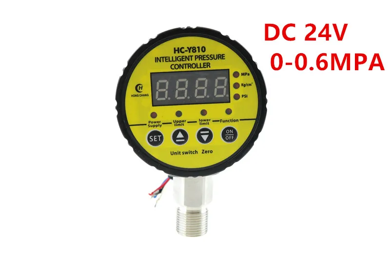 

24VDC Digital electric contact pressure gauge HC-Y810 digital display intelligent pressure controller 0-0.6MPA