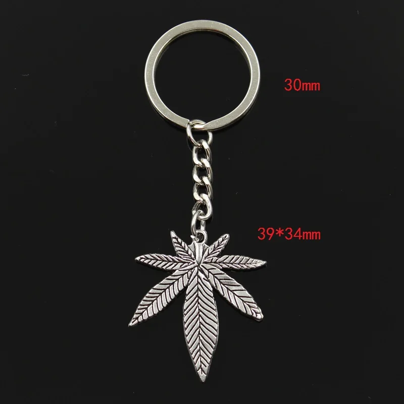 Fashion Key Ring Metal Key Chain Keychain Jewelry Antique Gold Color Bronze Silver Color Plated Maple Leaves 39x34mm Pendant