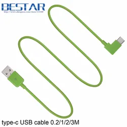 Niebieski i zielony kąt USB-C USB 3.1 typu C kabel do ładowania danych pod kątem 0.2 m 1 m 2 m 3 m, USB typu C C kabel 20 cm 3ft 6ft 10ft