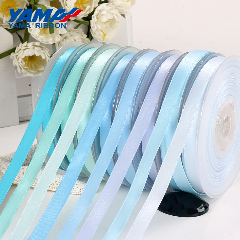 YAMA 100% Polyester Single Face Satin Ribbons 25 28 32 38mm100Yards  Light  Blue for Handmade Rose Flowers  Decoration Wedding