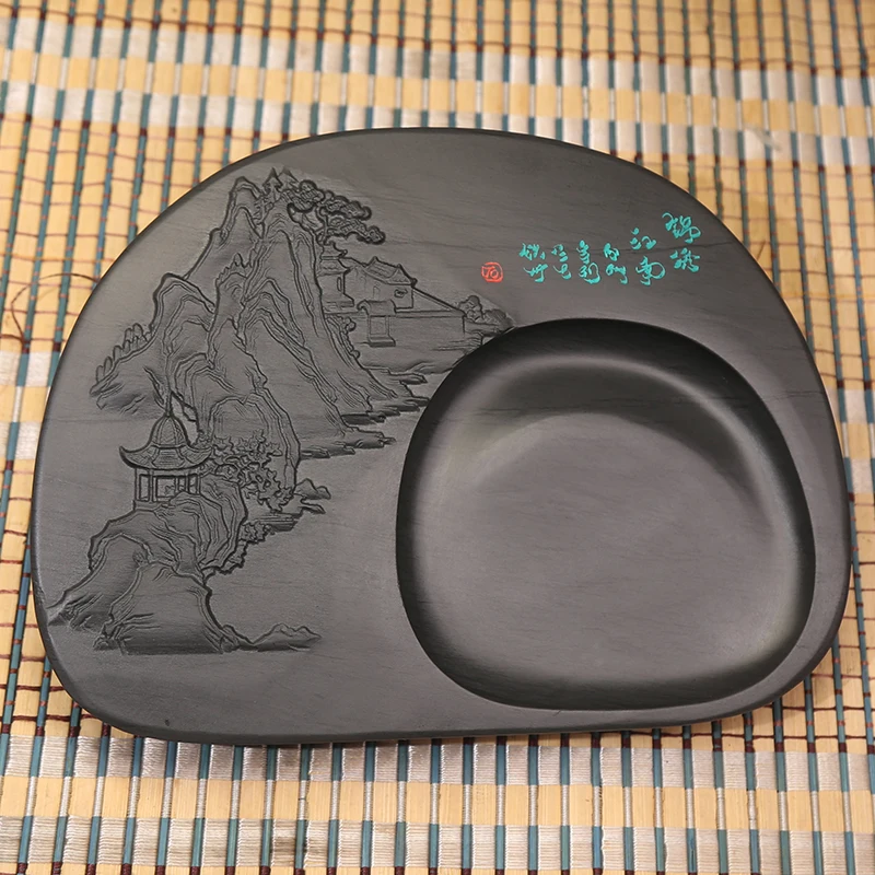 8 Inches Natural Rock Ink Stone Water Ripple Splendid Ink Grinding Plate Study Traditional Chinese Painting Calligraphy Inkslab