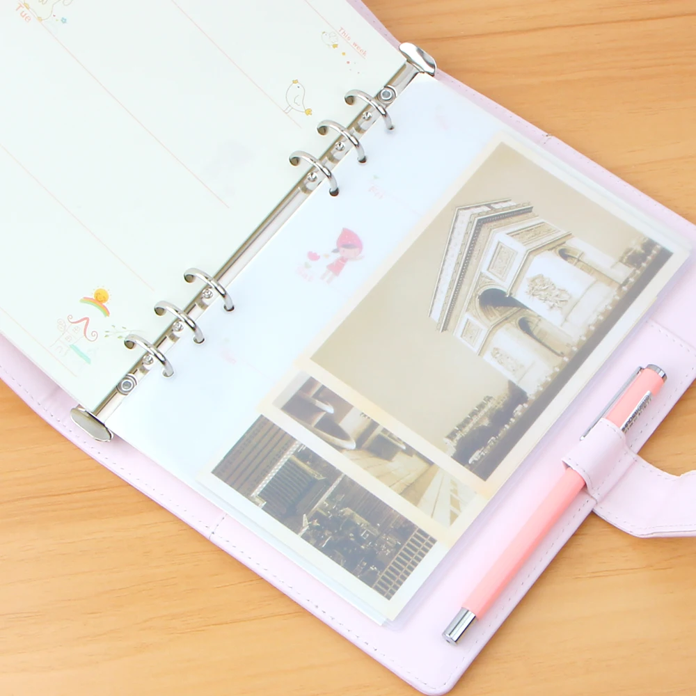 A5A6 Pvc Presentation Binder Folder Zipper Receive Bag Concise Planner\'s Spiral Filing Products Card Holder Bag