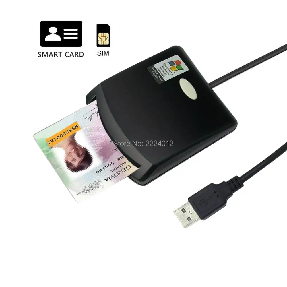 USB Contact EMV USIM SIM eID Tax on web Smart Chip Card Reader Writer Programmer SLE4442 SLE4428 AT24C64 AT24C02 + CD driver