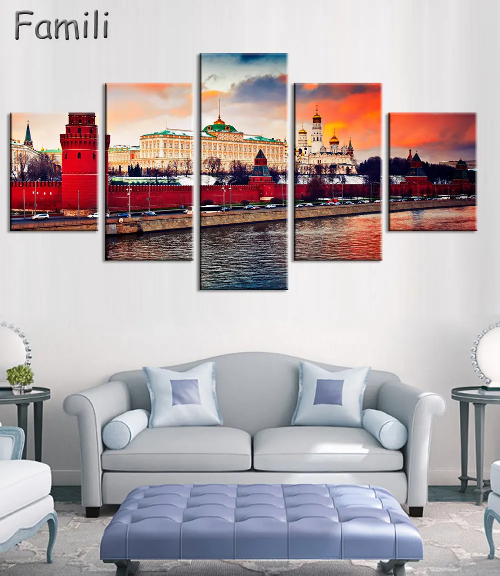 

45Pieces New High Quality Russia Moscow Kremlin Art Prints Canvas Painting By City Picture Digital Purple Oil Style No Unframedl