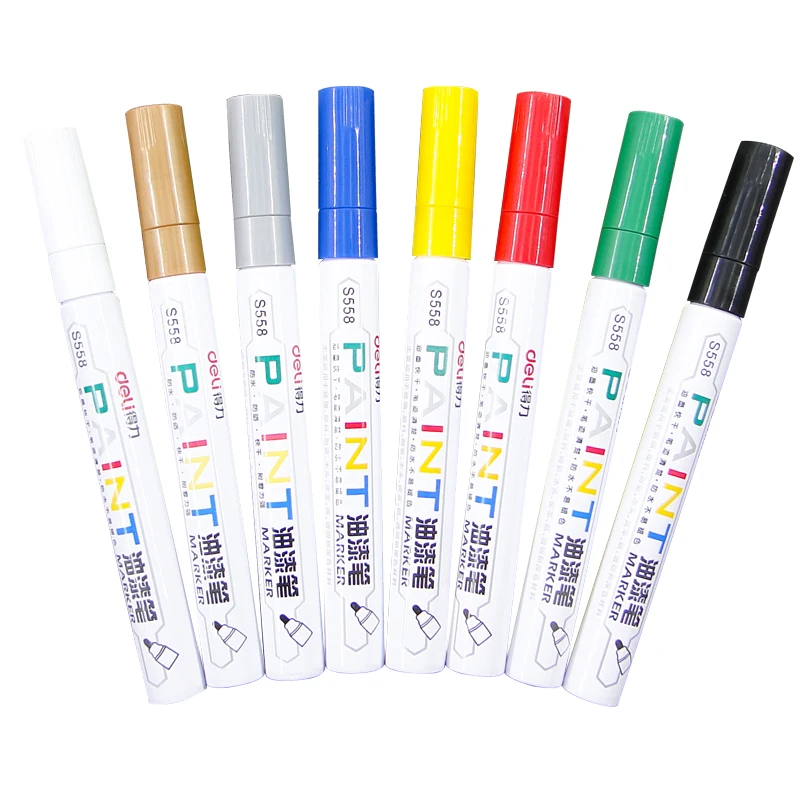 

deli Oily markers Waterproof Car Tyre Tire Tread Rubber Metal Permanent Paint Marker Pen White Marker Set 8pcs/Box