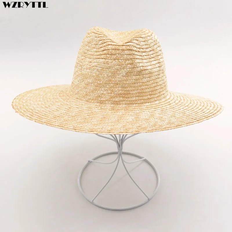 

Mens Womens Summer Jazz Hat 100% Crocheted wheat Straw Hat Body DIY Craft Millinery base Fedora Panama Beach UV Sun Hats