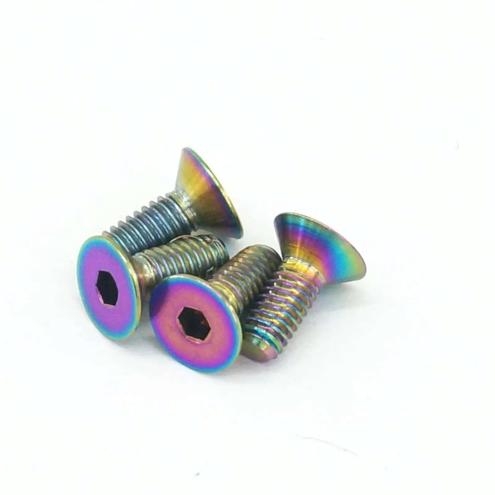 4 PCS M4x10mm Rainbow GR5 Titanium Countersunk Screw Allen Socket For Bicycle