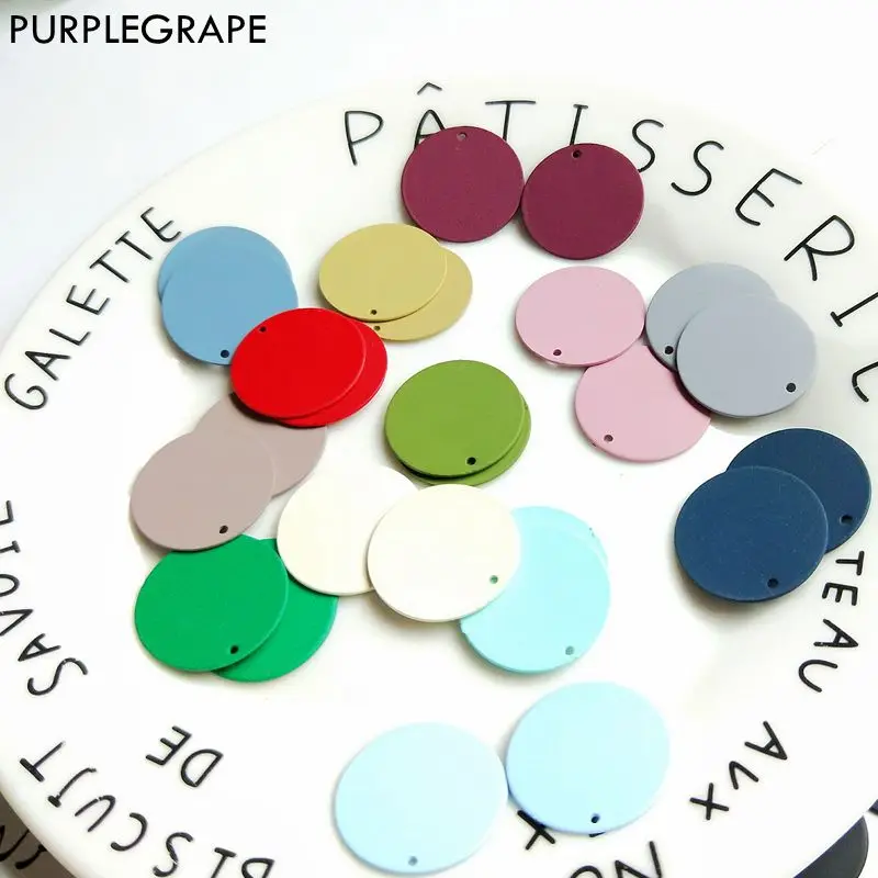 PURPLEGRAPE minimalism Europe and America matte texture multicolor wafer DIY handmade earrings accessories wholesale