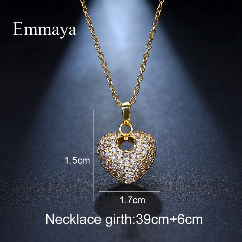 Emmaya Brand Fashion Charm AAA Cubic Zircon Multicolor Romantic Heart Pendant Jewelry Necklaces For Woman Wedding Party Gift