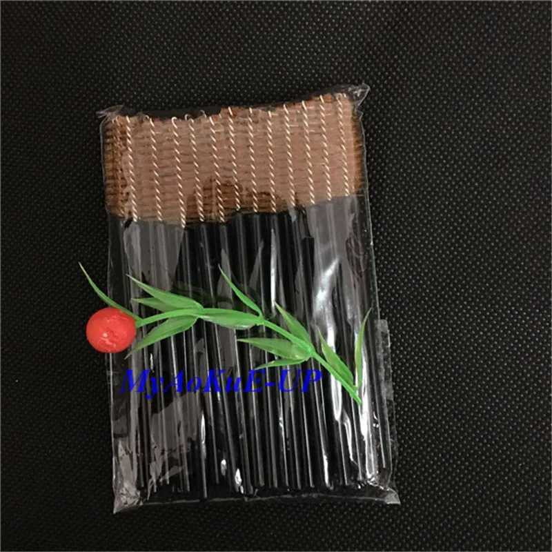 Wholesale 500 pcs/lot Black Handle Brown Disposable Glad Lash Cosmetic Eyelash Extension Eyelash Brush Mascara Applicator Wand