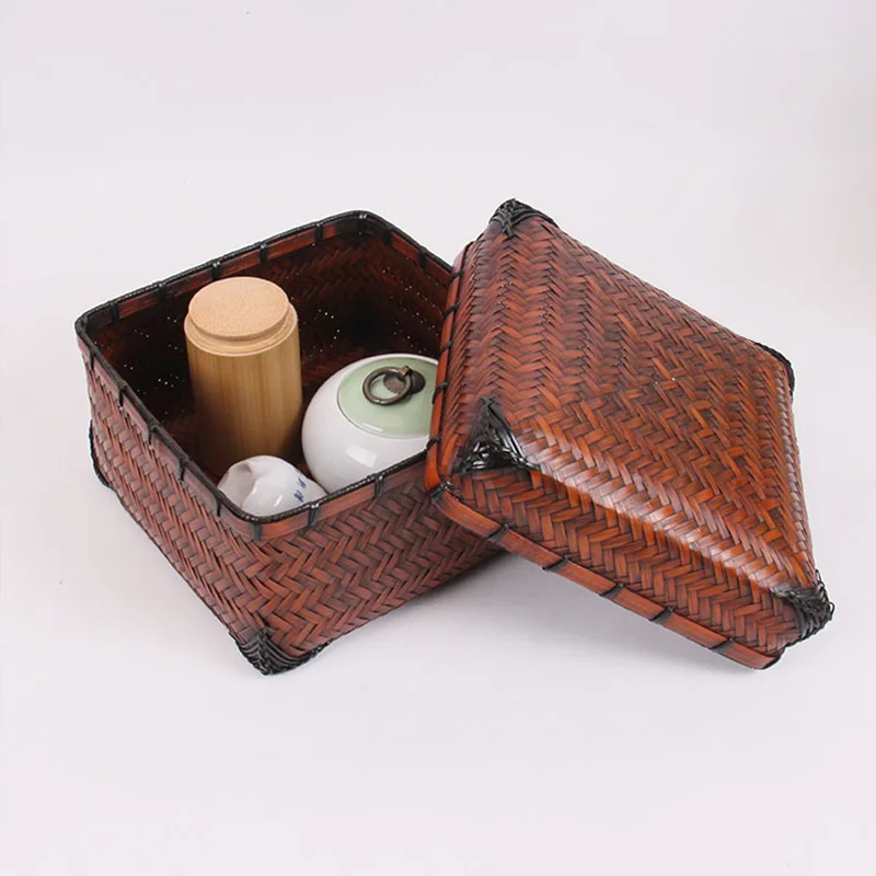 

Durable Retro Design Bamboo Storage Box For Tea Set Tea Pot Cup Portable Tea Cup Storage Bag For Travelling Office Home Hotel