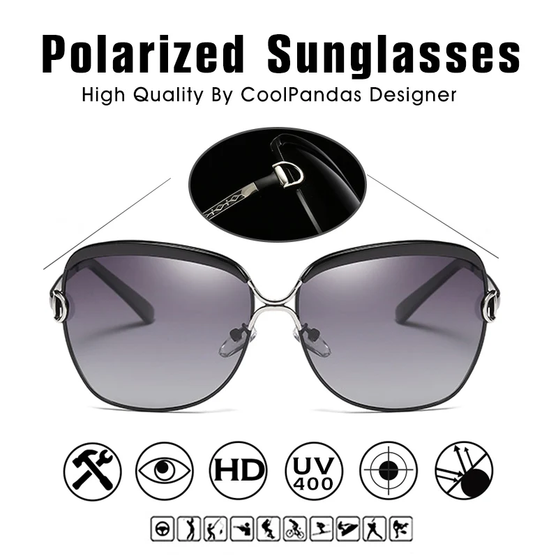 2026 Fashion Polarized Sunglasses Woman Retro Metal Oversize Frame Sun Glasses Lady Vintage Trend Design Oculos De Sol Feminino