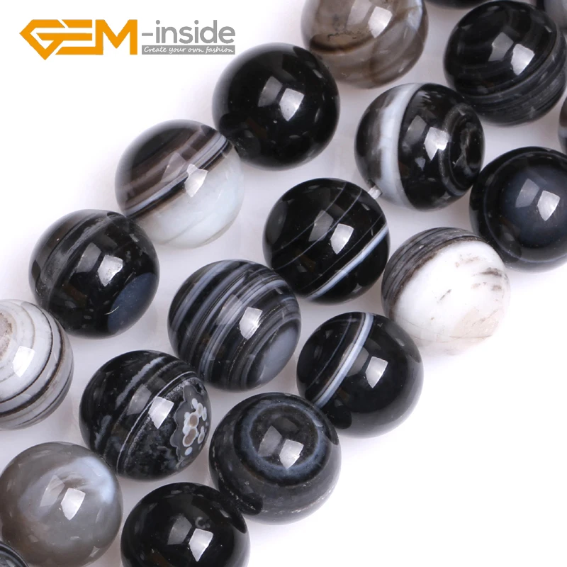 4MM-16MM Round Striped Tibetan Dzi Natural Sardonyx (Onyx) Agates Stone Beads For Jewelry Making Strand 15 Inches DIY GEM-inside