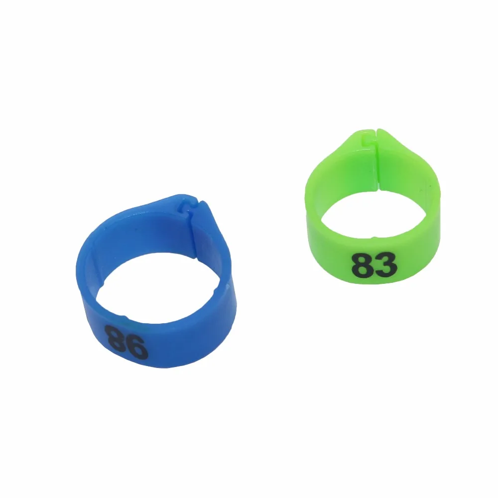 100 Pcs 1-100 Numbered Poultry Leg Bands Inner Diameter 12mm 14mm Digital Bird Foot Ring Pigeon 10 Colors Pet Product