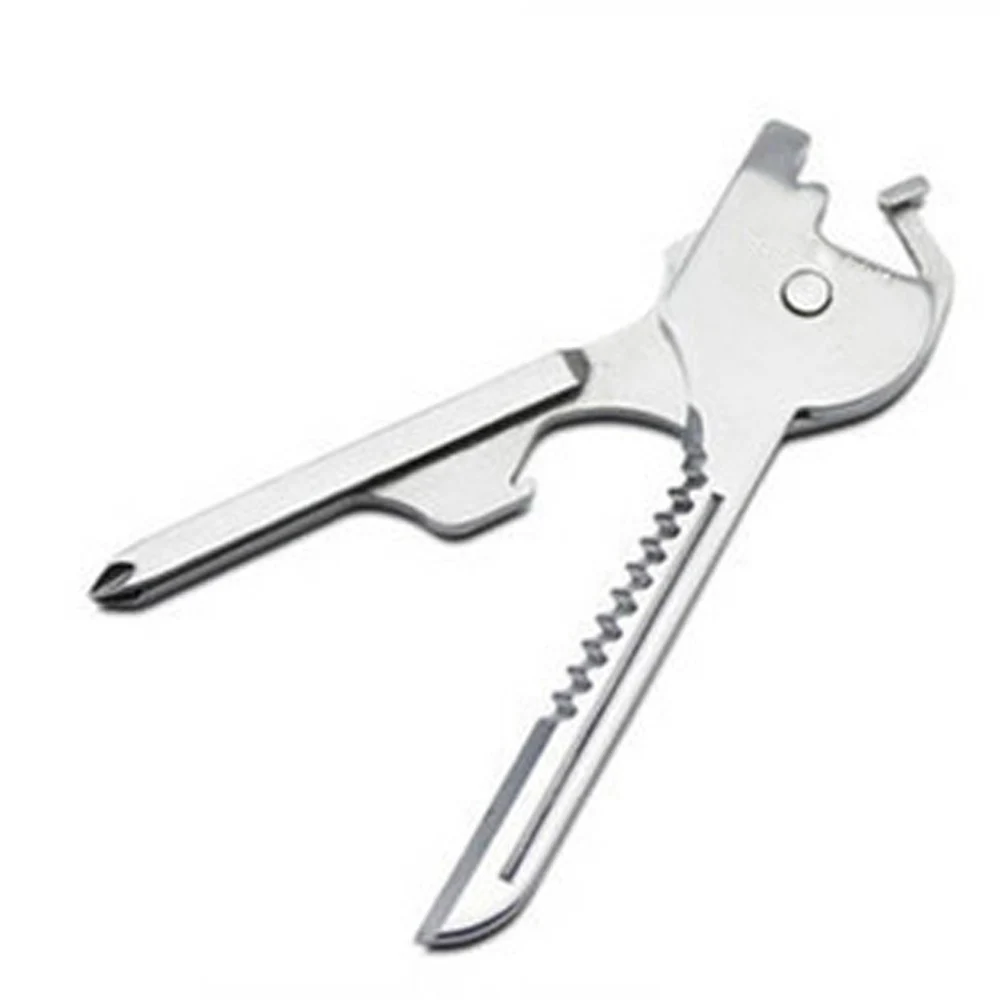 1pcs Stainless Steel 6 In 1 Multi Tool Keychain Utiliity Camping Swiss Pocket Survival Knife