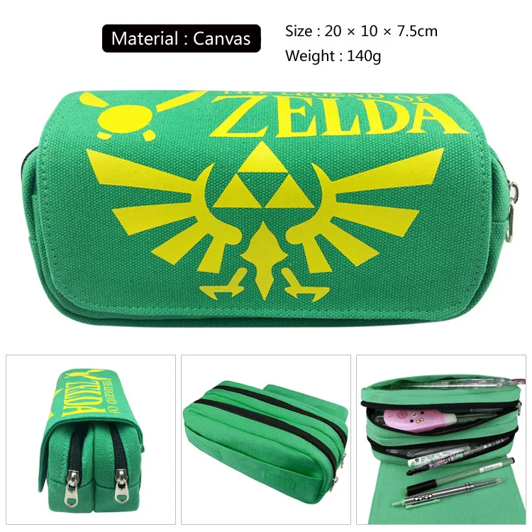 IVYYE 1PCS Zelda Link Anime Cosmetics Bags Canvas Zipper School Pencil Case Storage Pen Bag Large Pouch Stationery Gift New