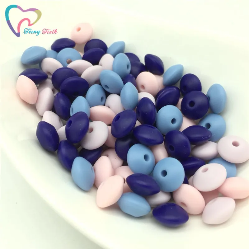 

50PCS Navy Silicone Beads Baby Pendant Accessories Attache Sucette Teething Toys Lentil Beads Infant Teeth Care Product Supplier