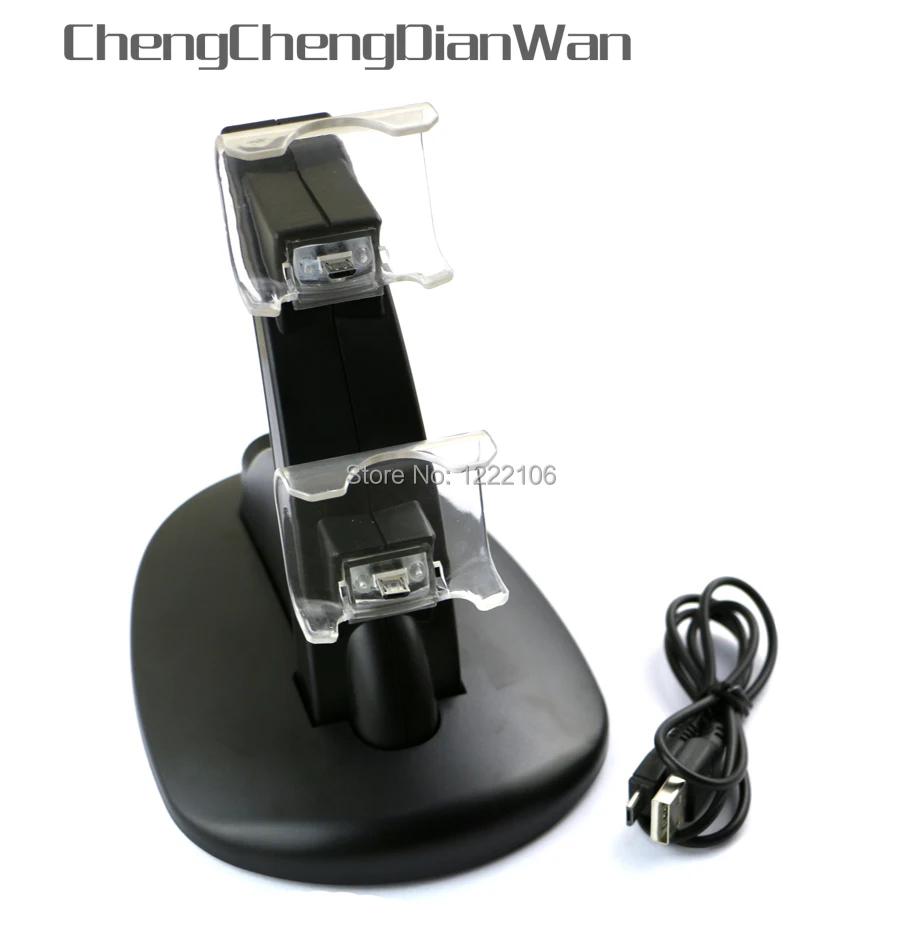 

ChengChengDianWan 10pcs/lot Micro Dual Holder Charger 2 USB Handle Fast Charging Dock Stand Charger for PS4 Controller