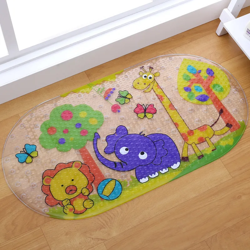 Non-slip Bath Mat with Sucking Cartoon for Children, PVC Shell, Massage, Shower Pad, Bathroom Carpet, Bathtub Mat, 38x69cm