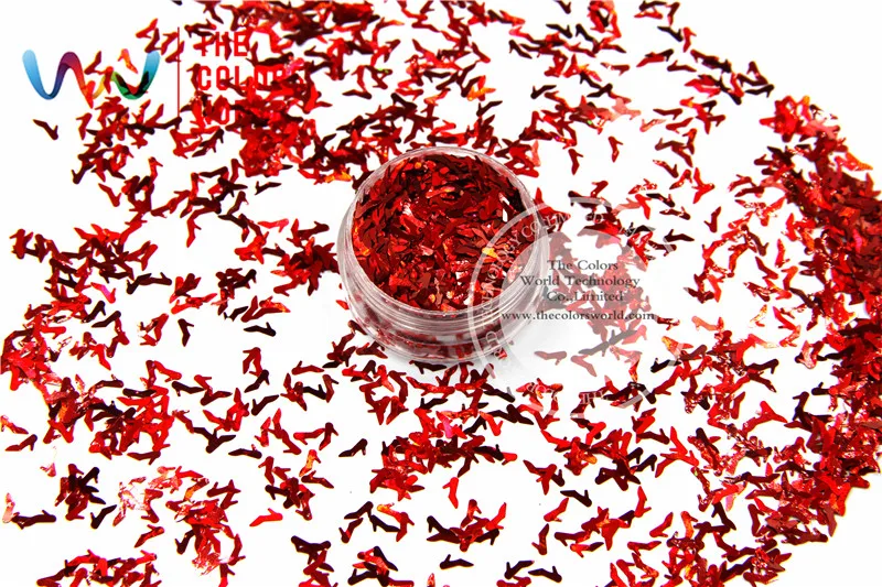 TCA300 Laser Red Color Cinderella’s slipper High-heeled shoes 6MM Nail Glitter dust ,Specular luster tatto Art decoration others